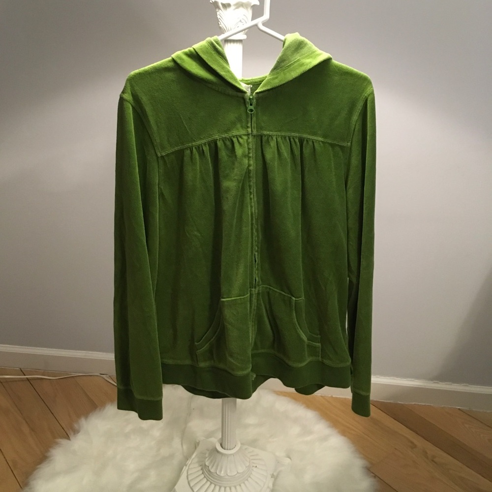 Old Navy vintage light weight jacket, green Velour, Y2K